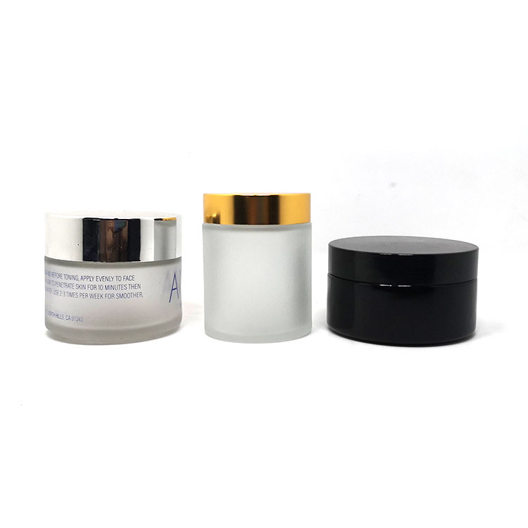 Custom color cream pot containers spray frosted glass cream jar cosmetic 50ml with gold lid