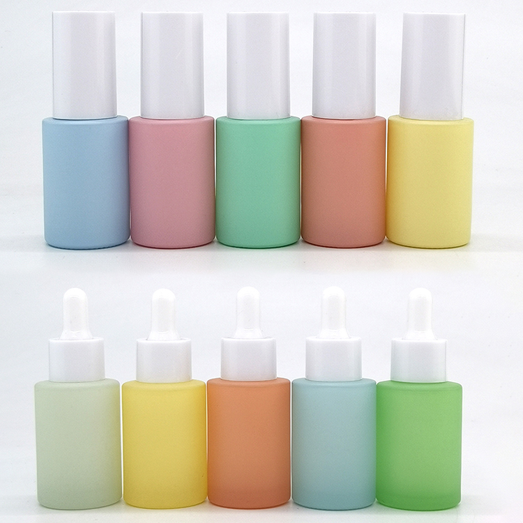 Custom color cylinder shaped 30ml oil dropper bottles serum bottle for skincare cosmetic packaging