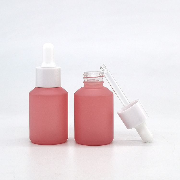 Custom color cylinder shaped 30ml oil dropper bottles serum bottle for skincare cosmetic packaging