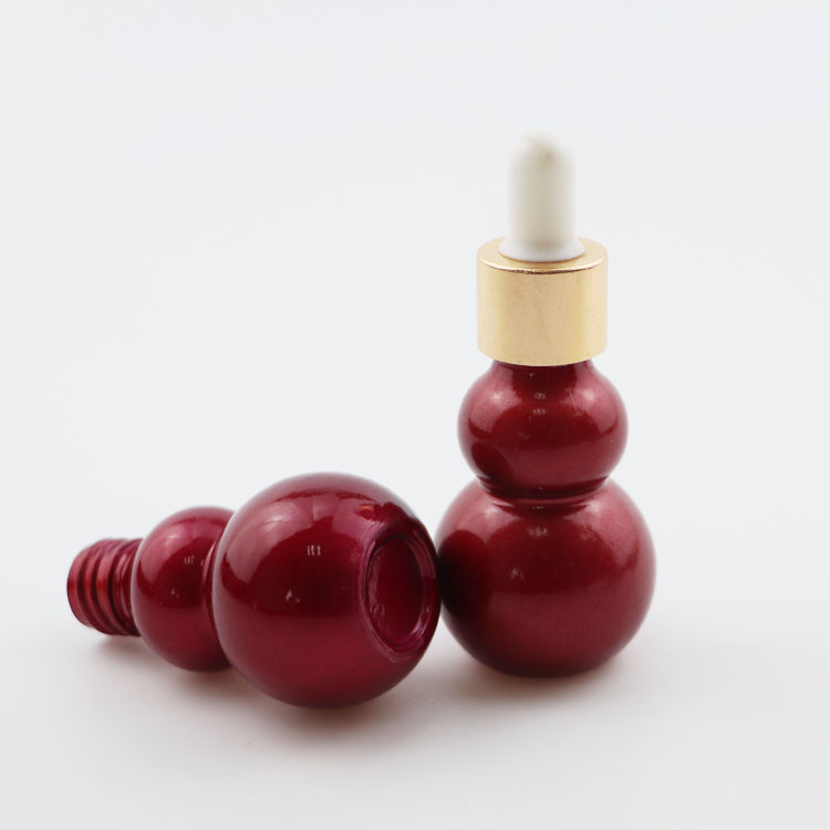 Custom color double gourd glass essential oil dropper bottles 10ml 20ml 30ml 50ml 100ml