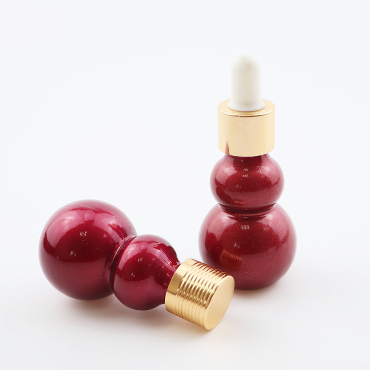 Custom color double gourd glass essential oil dropper bottles 10ml 20ml 30ml 50ml 100ml