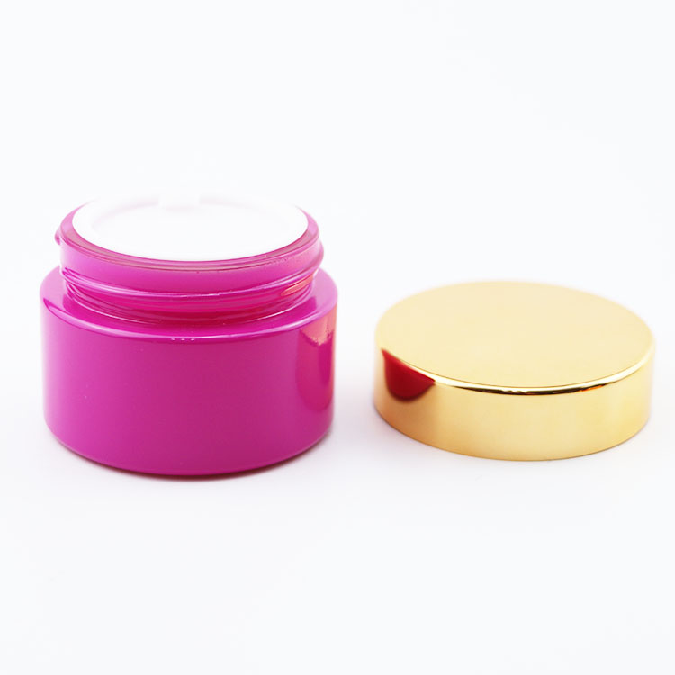 Custom color glass container jar 15g 30g 50g aluminium lid pink cosmetic jar for skin cream