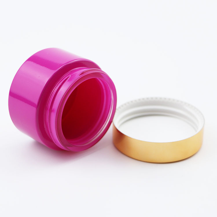 Custom color glass container jar 15g 30g 50g aluminium lid pink cosmetic jar for skin cream