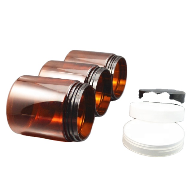 Custom color logo 2oz 3oz 4oz 5oz 6oz 8oz 500mlL food face cream pomade seal PET plastic jar transparent with plastic lids