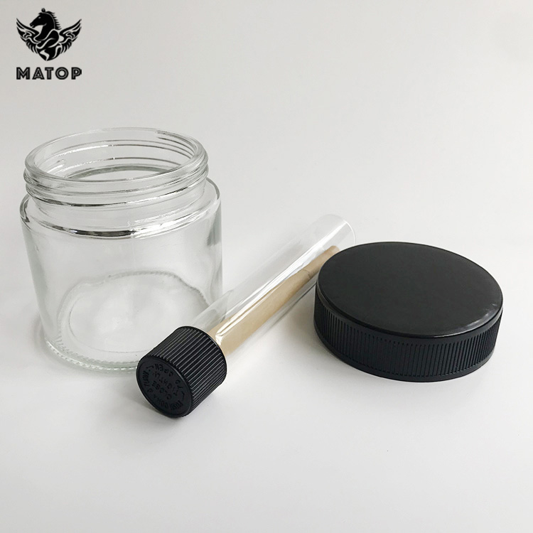 Custom color logo printing 4oz jar glass hemp