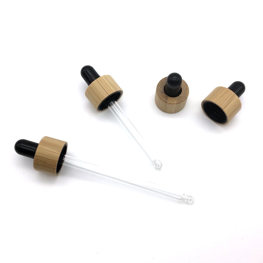 Custom color matt frosted dropper bottle with bamboo cap 30ml glass dropper bottle