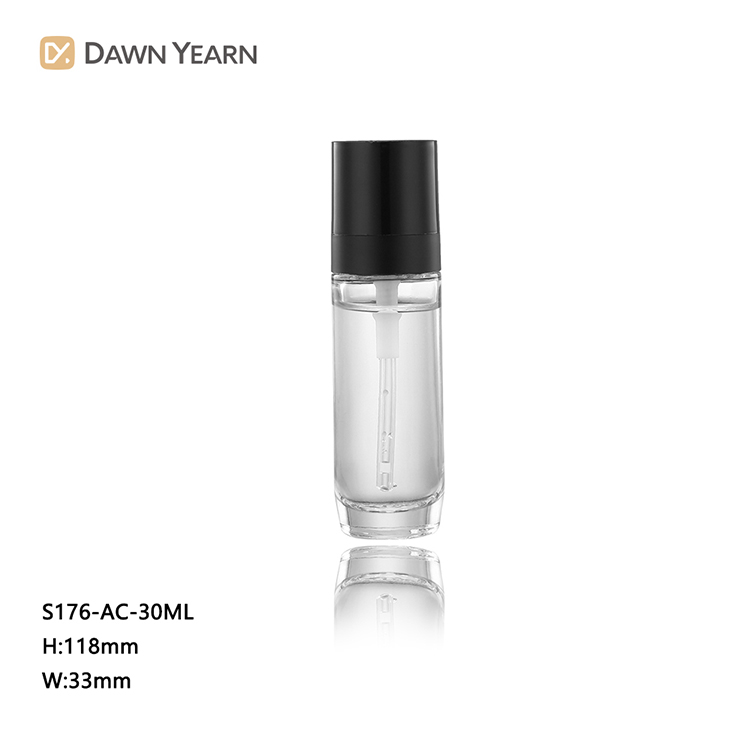 Custom color transparent 30ml clear serum makeup foundation pump bottle glass