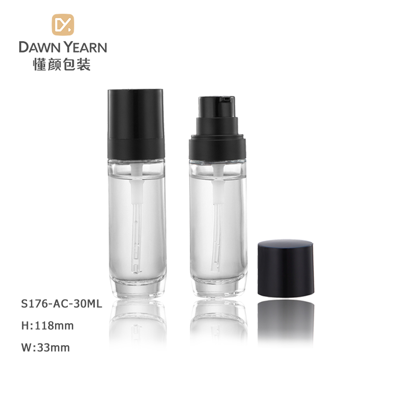 Custom color transparent 30ml clear serum makeup foundation pump bottle glass