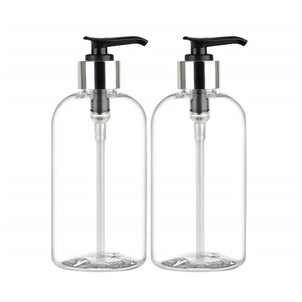 Custom colorful black white clear green Frosted Amber 250ml 500ml PET lotion Shampoo Bottles with Smooth Black screw cap/ pump