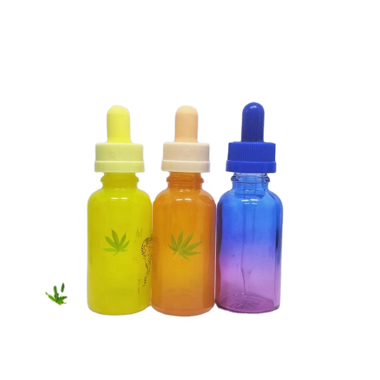 Custom colorful rubber head essential oil dropper bottle 30ml cosmetic glass bottle