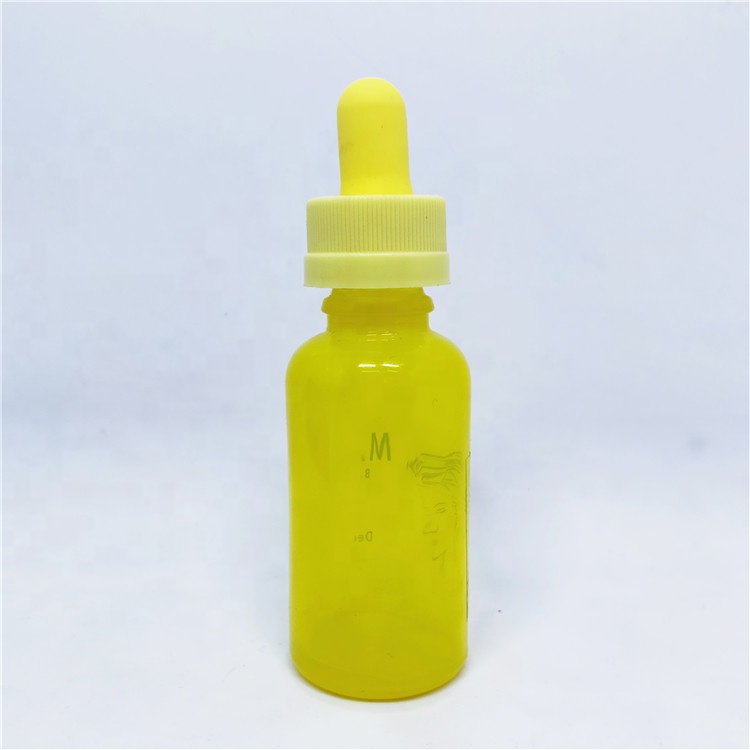 Custom colorful rubber head essential oil dropper bottle 30ml cosmetic glass bottle