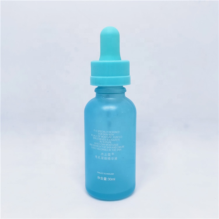 Custom colorful rubber head essential oil dropper bottle 30ml cosmetic glass bottle