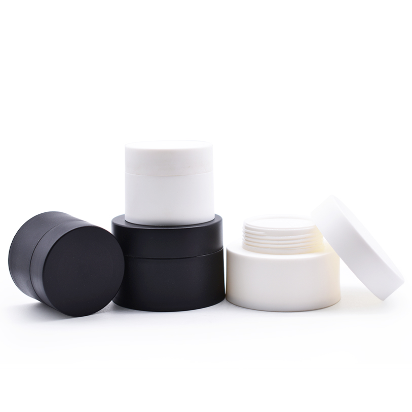 Custom colors 50g plastic jar PP frosted white black cream jars