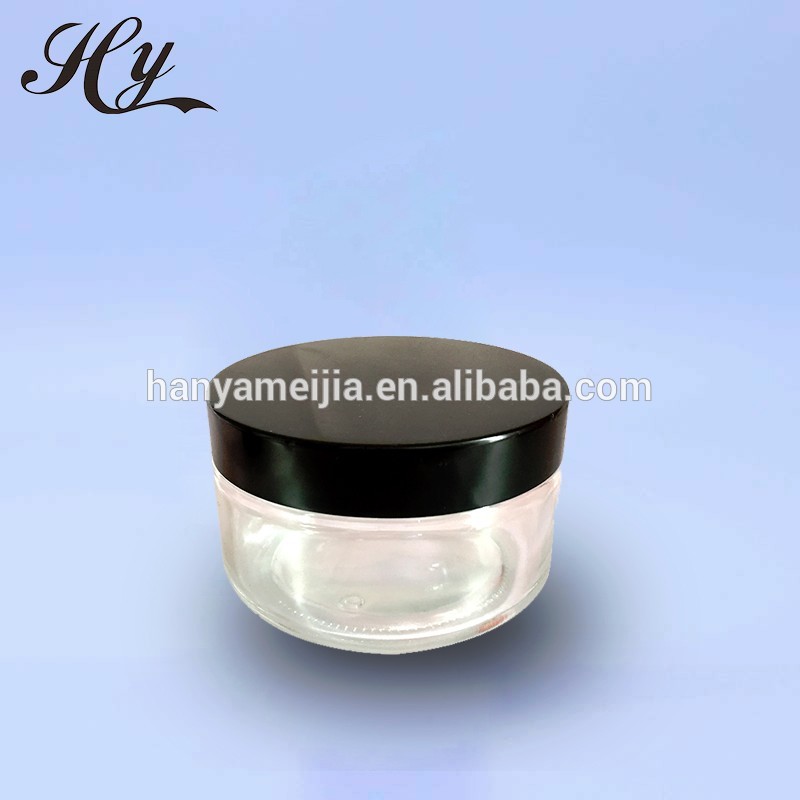 Custom cosmetic jar Great demand 200 ml glass cosmetic cream jar with black cap glass jar suppliers