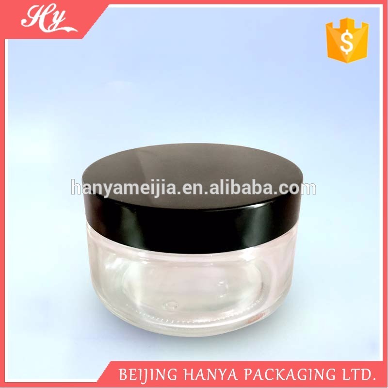 Custom cosmetic jar Great demand 200 ml glass cosmetic cream jar with black cap glass jar suppliers