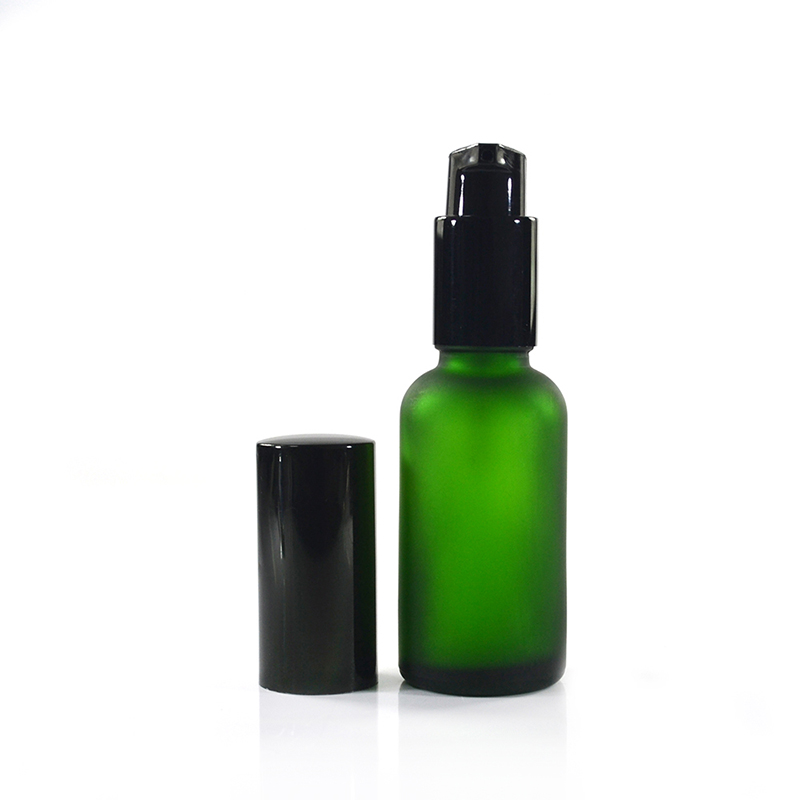 Custom cosmetic package 10ml 15ml 20ml 30ml 50ml 100ml lotion pump cap frosted glass cosmetic bottle