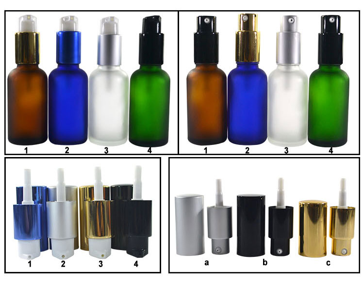 Custom cosmetic package 10ml 15ml 20ml 30ml 50ml 100ml lotion pump cap frosted glass cosmetic bottle
