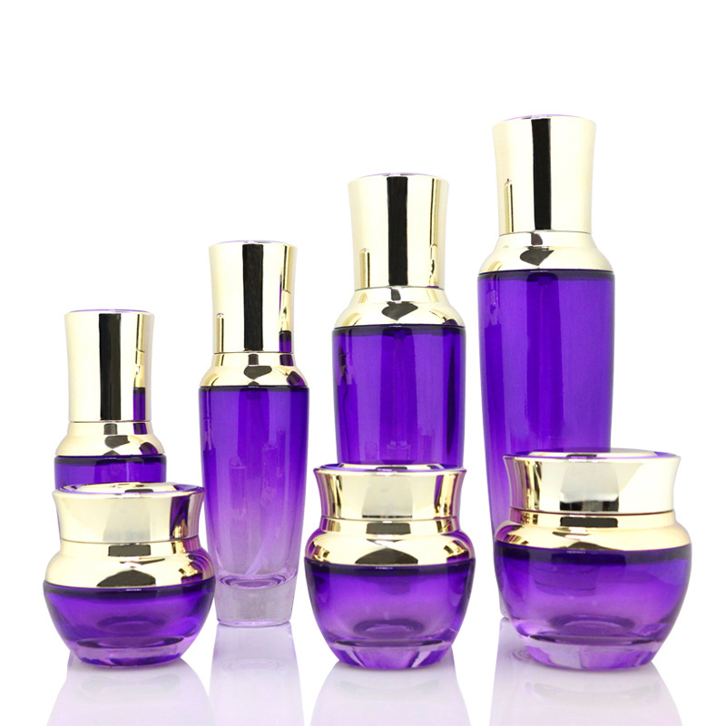 Custom cosmetic packaging 20g 30g 50g luxury glass face cream jars 30ml 50ml 100ml pump lotion beauty glass lotion bottle