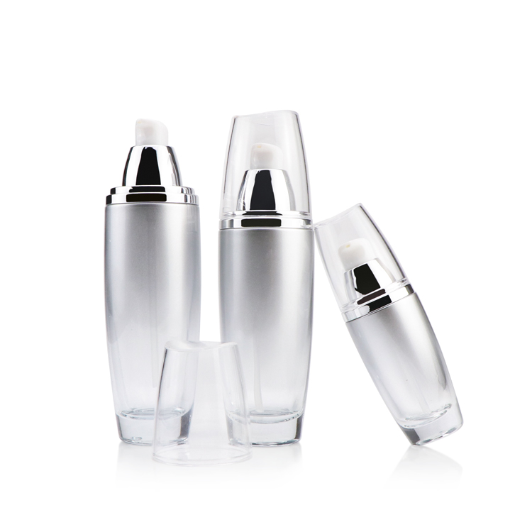 Custom cosmetic packaging 40ml 110ml 130ml empty glass lotion bottle with silver lotion pump