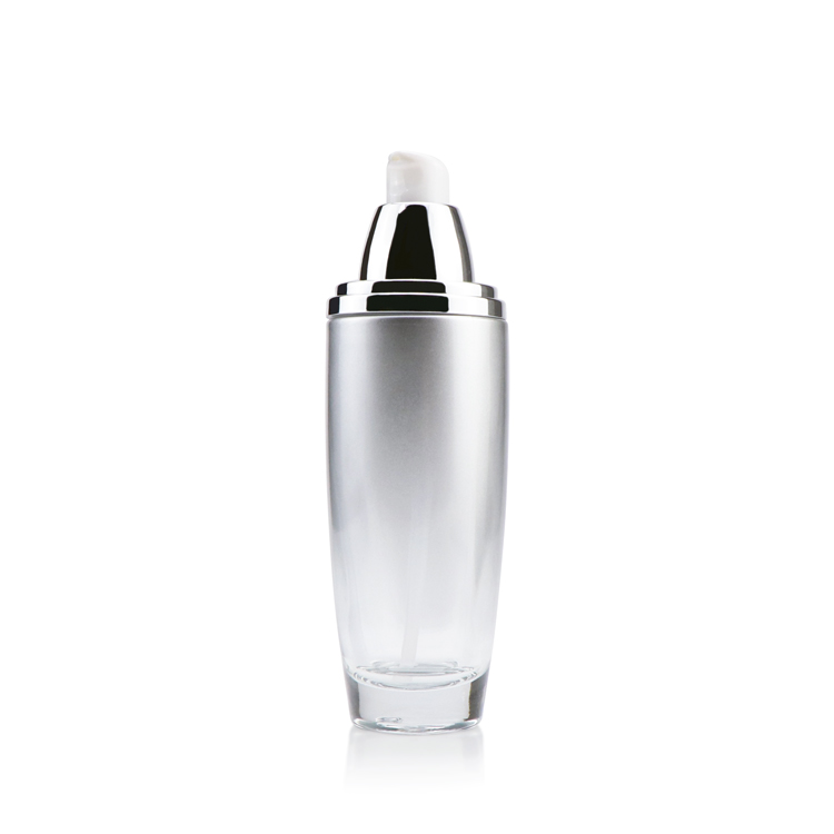 Custom cosmetic packaging 40ml 110ml 130ml empty glass lotion bottle with silver lotion pump