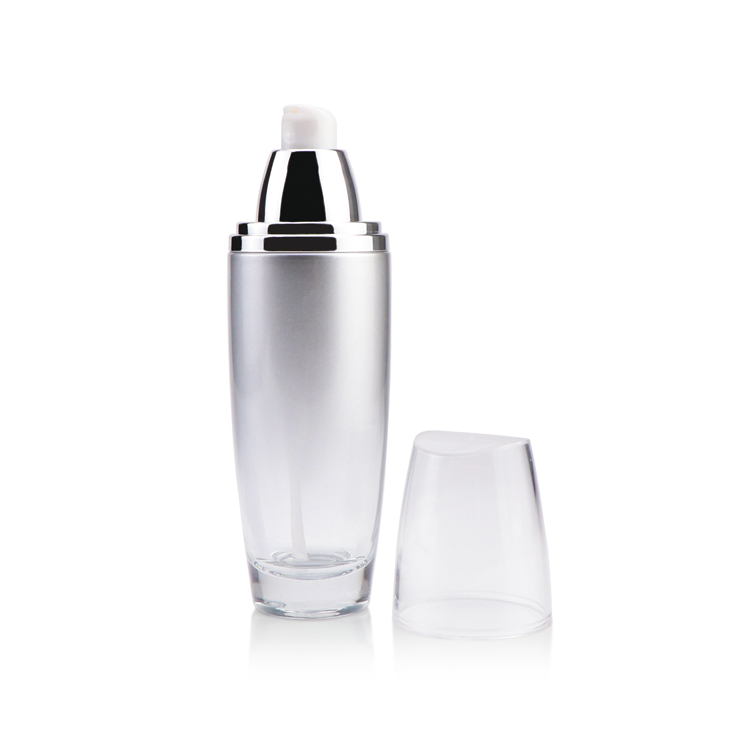 Custom cosmetic packaging 40ml 110ml 130ml empty glass lotion bottle with silver lotion pump