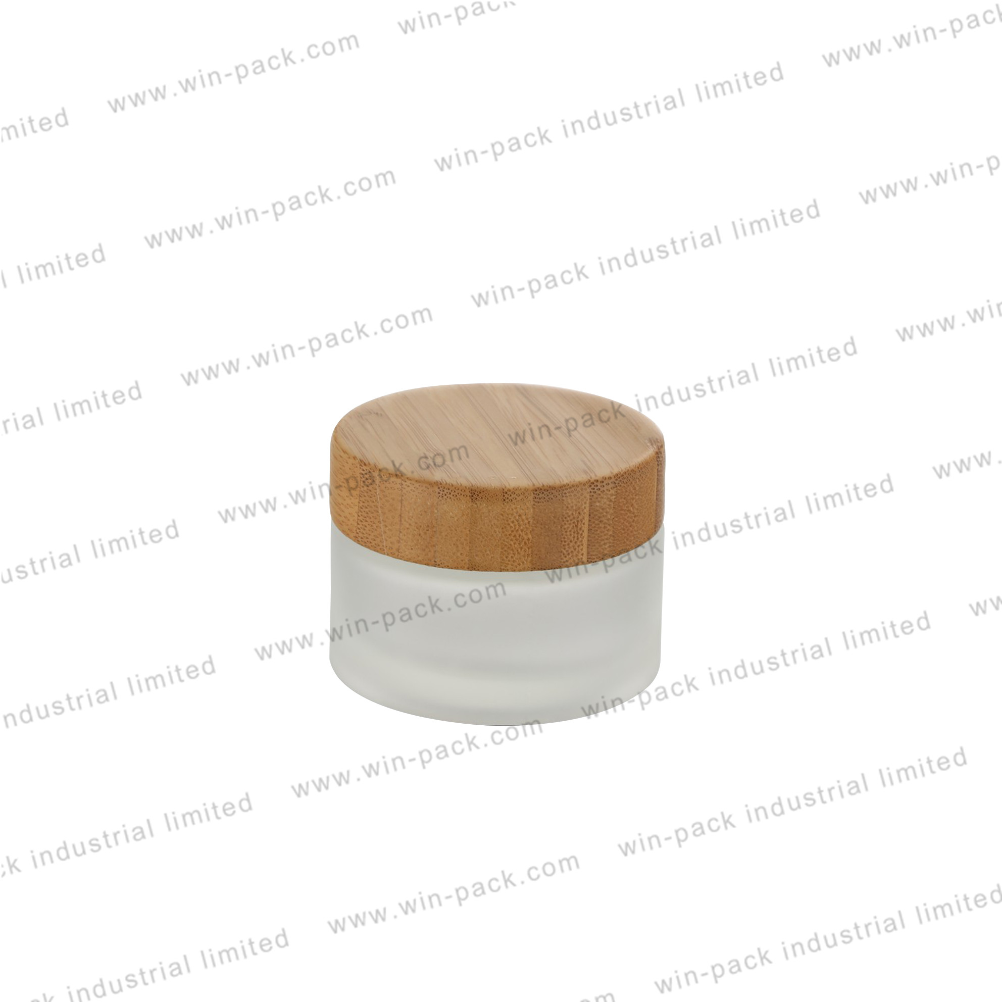 Custom cosmetic packaging skin care face cream frosted glass jar with printing color bamboo cap 30g 50g 100g 200g