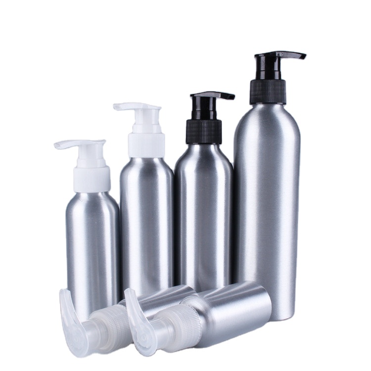 Custom cosmetic recycle aluminum shampoo screw pump spray bottle