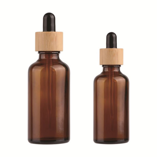 Custom cosmetic skincare glass dropper bottle 5ml 10ml 15ml 20ml 30 ml 50ml 60ml 100ml with bamboo lid for essential oil