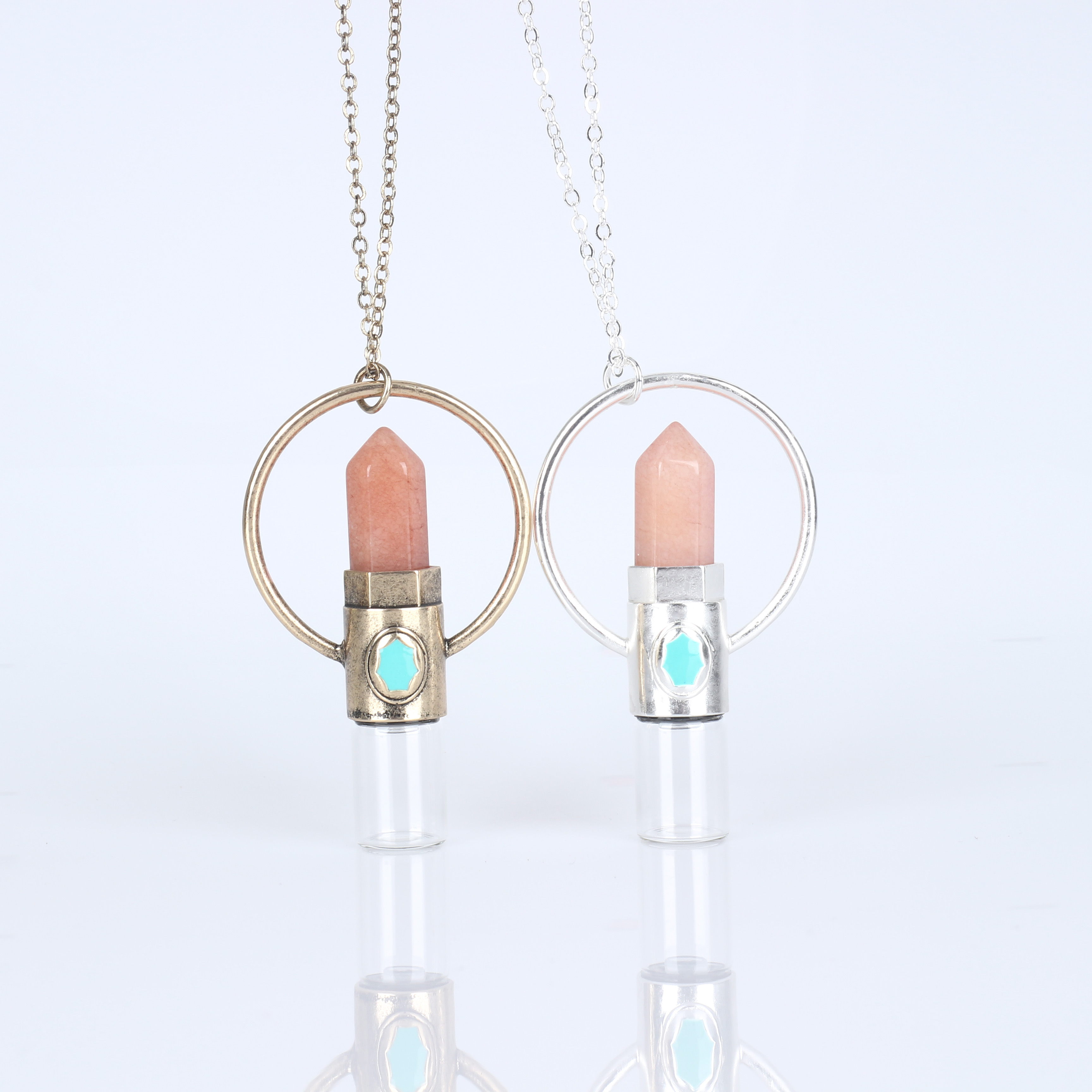 Custom crystal perfume oil bottle necklace pendant beautiful essential oil diffuser charm oil perfume bottle