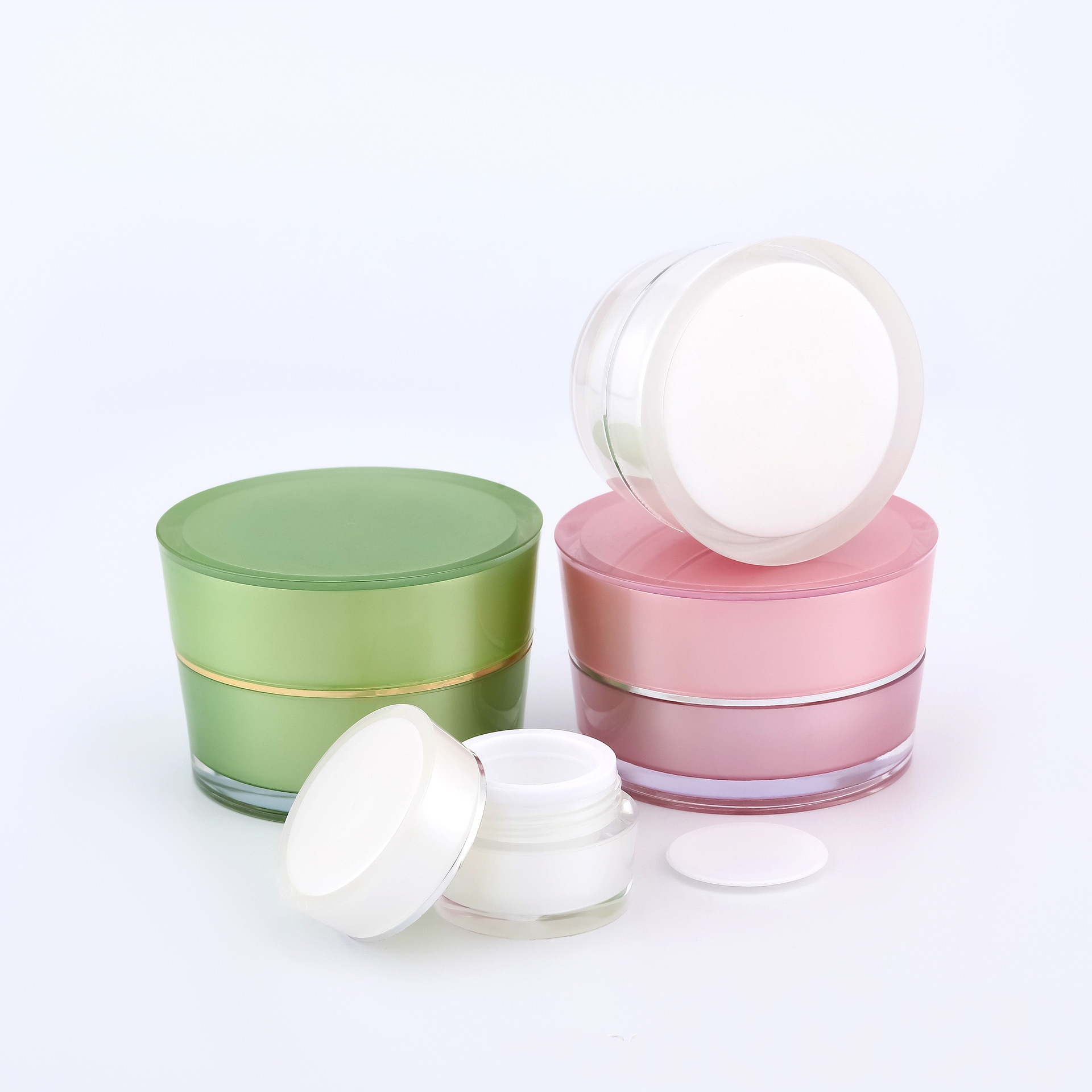 Custom cylinder high-end skin care cream jars 5g 10g 15g 20g 30g refillable beauty makeup plastic cosmetics jar