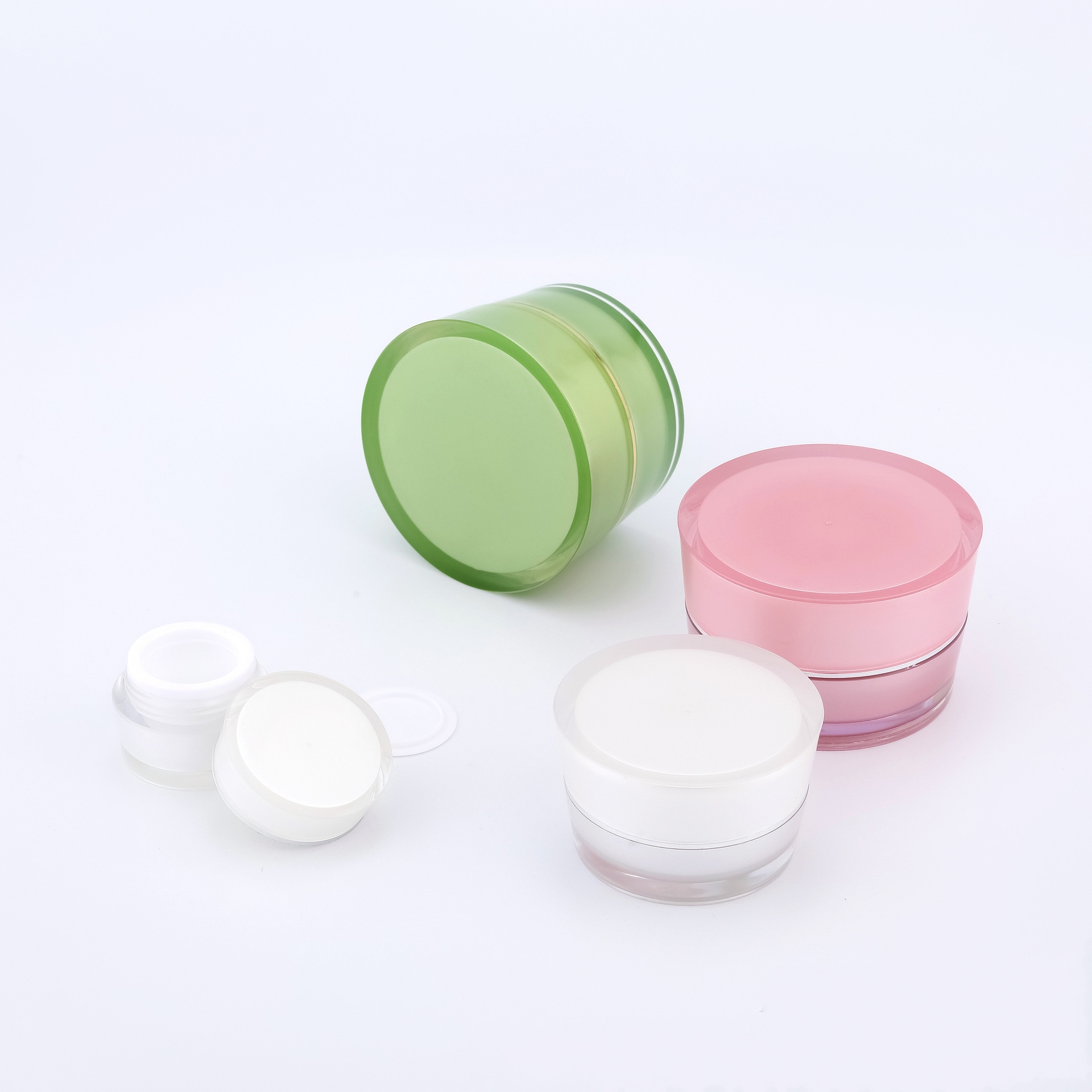 Custom cylinder high-end skin care cream jars 5g 10g 15g 20g 30g refillable beauty makeup plastic cosmetics jar