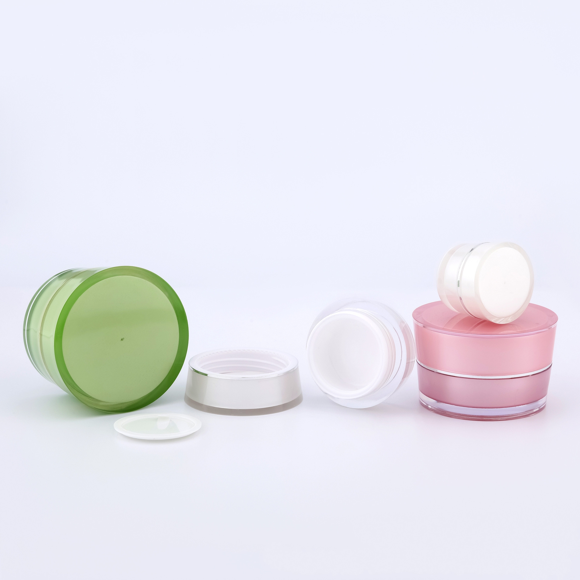 Custom cylinder high-end skin care cream jars 5g 10g 15g 20g 30g refillable beauty makeup plastic cosmetics jar