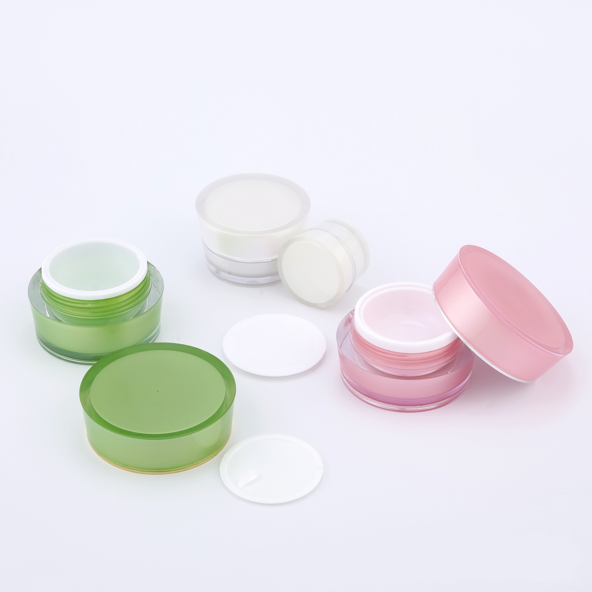 Custom cylinder high-end skin care cream jars 5g 10g 15g 20g 30g refillable beauty makeup plastic cosmetics jar