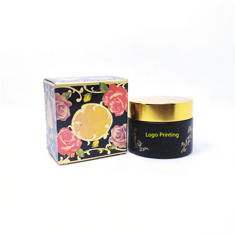 Custom dark brown 50 ml face cream glass jars with gold lid