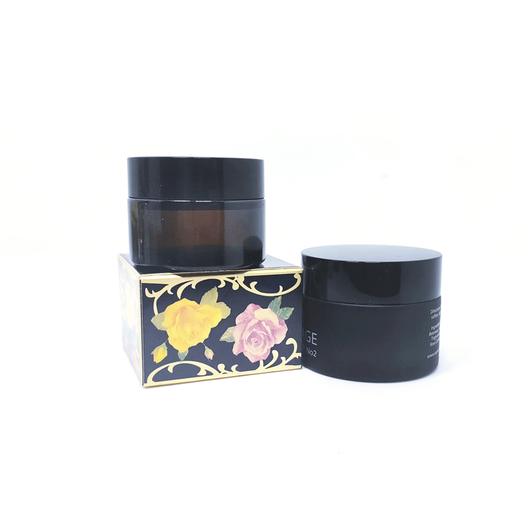Custom dark brown 50 ml face cream glass jars with gold lid