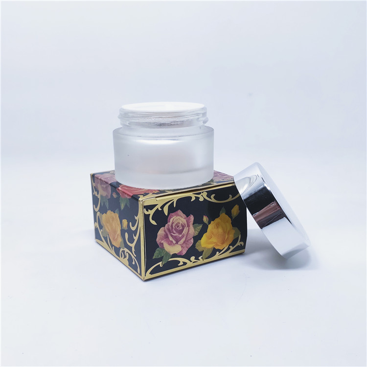 Custom dark brown 50 ml face cream glass jars with gold lid