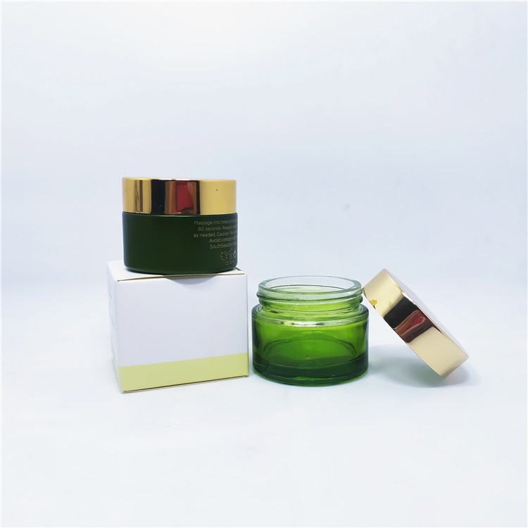 Custom dark brown 50 ml face cream glass jars with gold lid