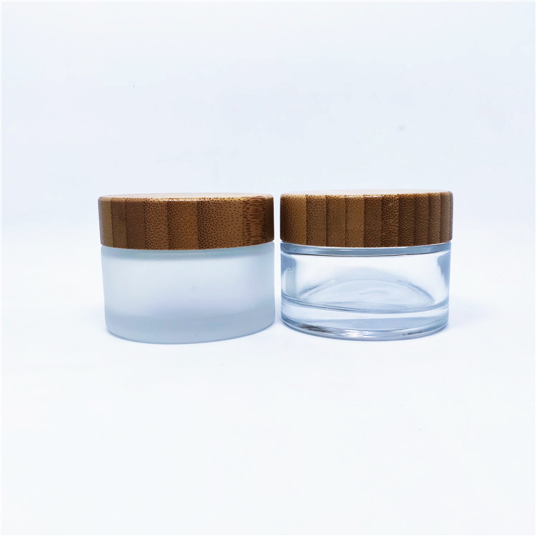Custom dark brown 50 ml face cream glass jars with gold lid