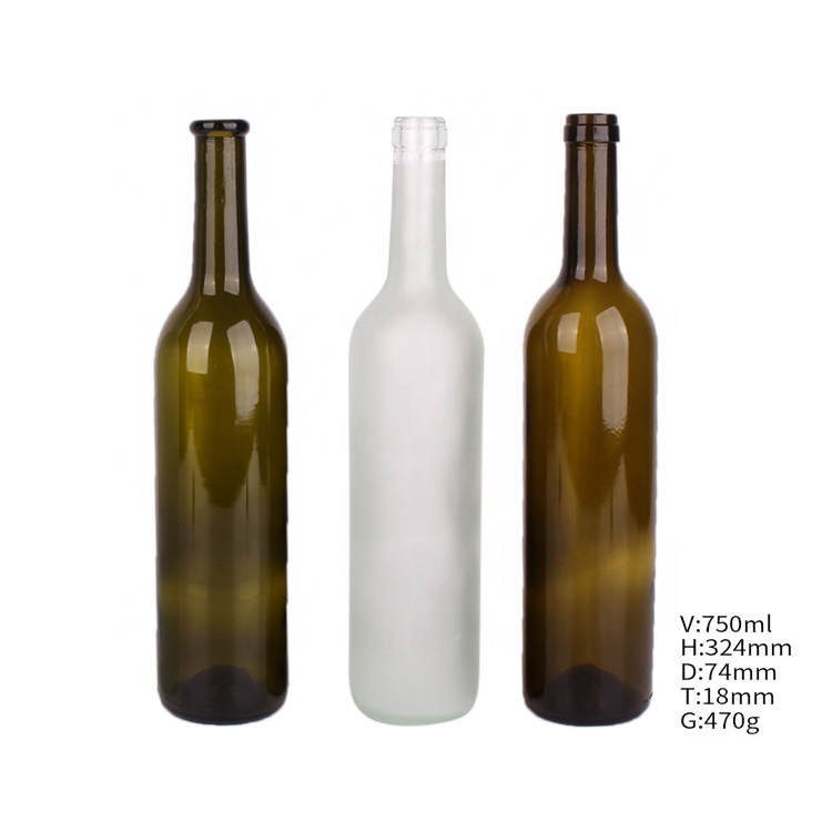 Custom design 750ml long neck glass wine bottle cheap price