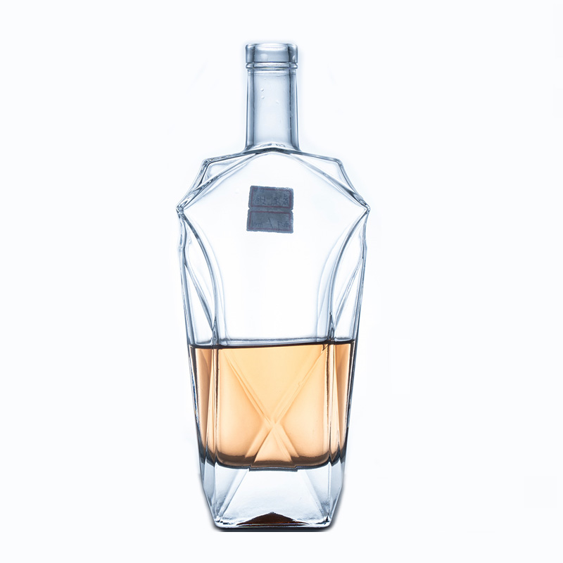 Custom design 750ml square glass wine bottle for liquor alcohol drinking glass bottle