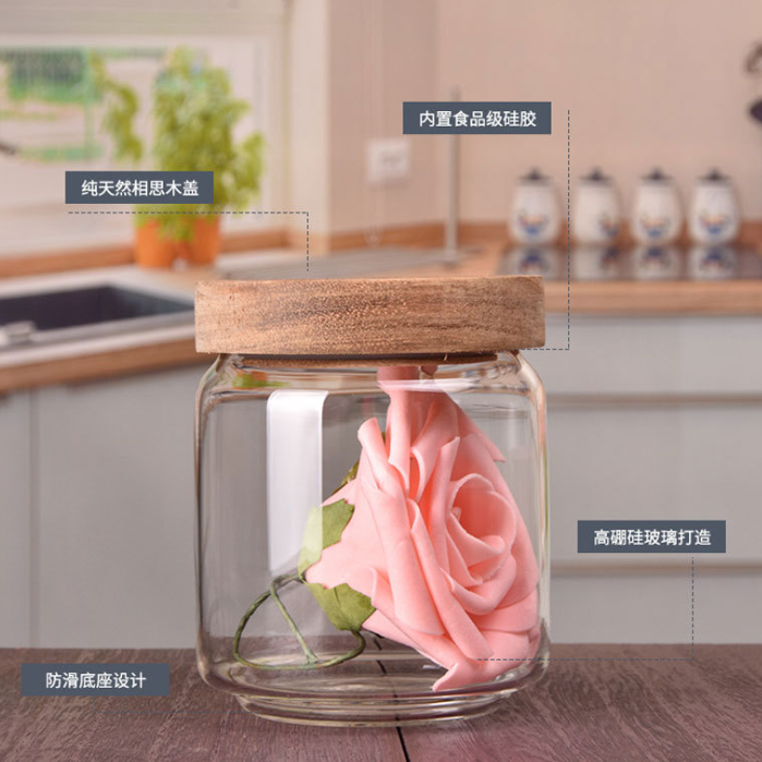 Custom design  glass jars with wood lid