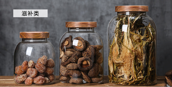 Custom design glass jars with wood lid