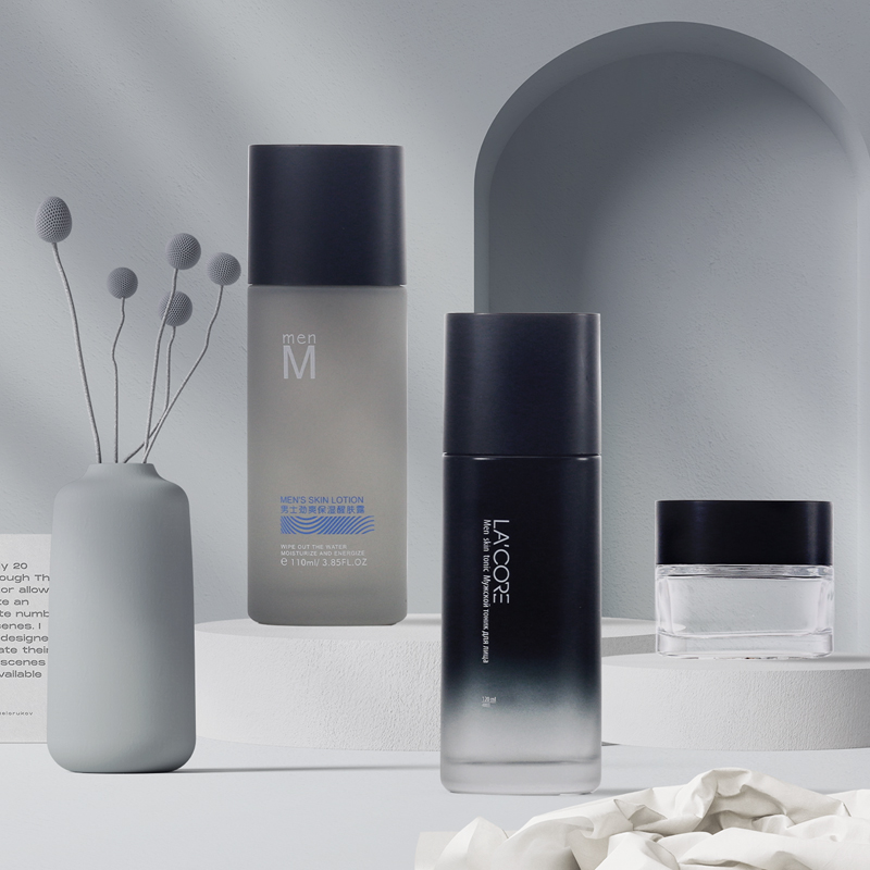 Custom design glass pump bottle cosmetic usage