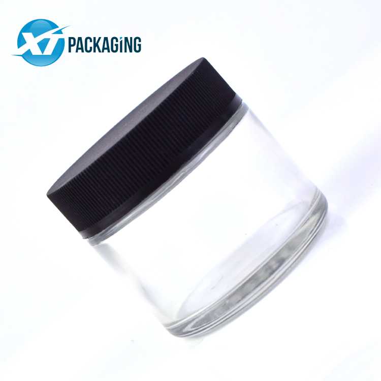 Custom design round 1oz 2oz 3oz 4oz straight side food glass jar with child resistant lids glass jar child proof