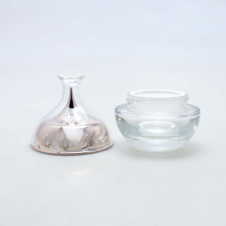 Custom design skin-care clear glass bottle fancy empty cosmetic container packaging sets