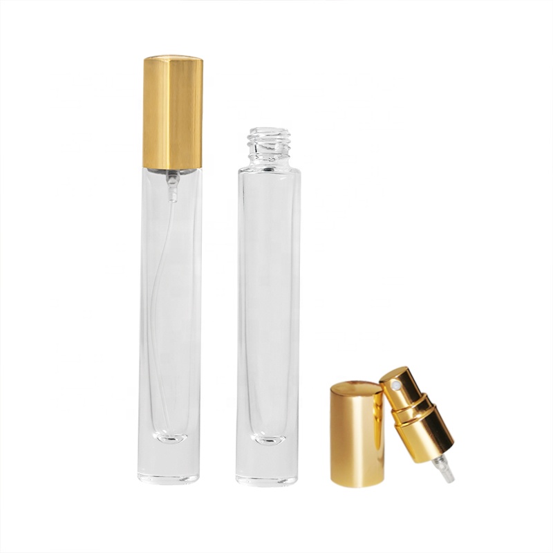 Custom design skin care makeup packaging 10ml tall thick bottom clear glass perfume toner spray bottle for cosmetics