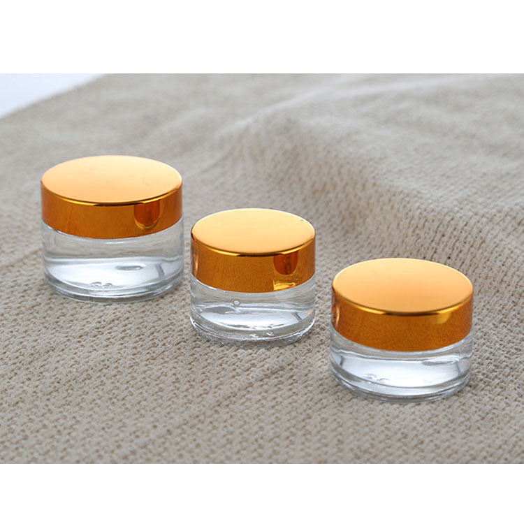 Custom design transparent glass cream jar for cosmetic face cream skincare cream oackaging 5ml 10ml 20ml 30ml 50ml 80ml 100ml