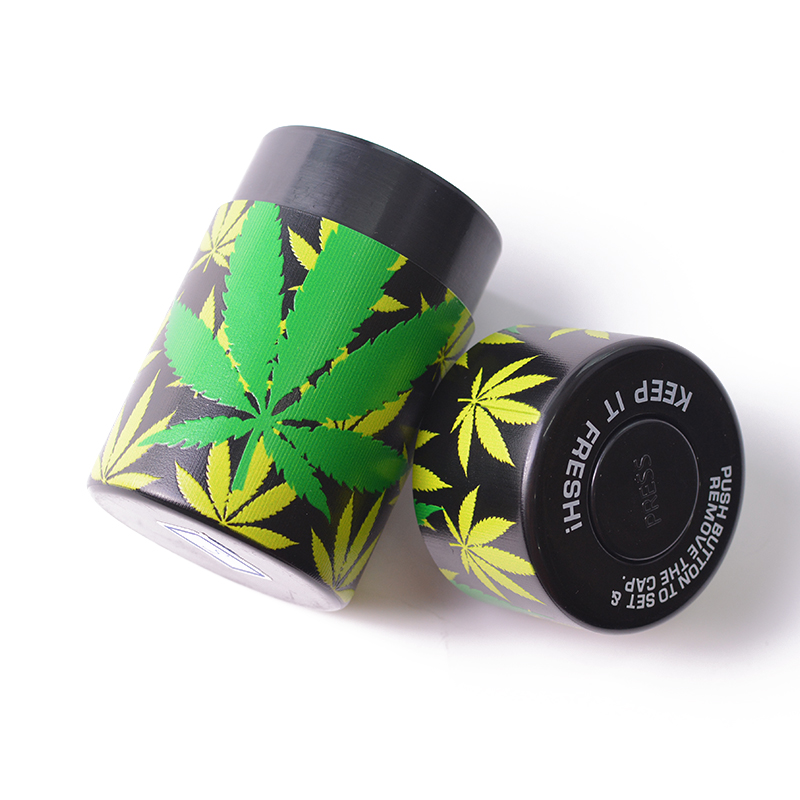 Custom designer large plastic smell proof mapleleaf tobacco herbal cigarette smoke weed accessorie storage skull container jar