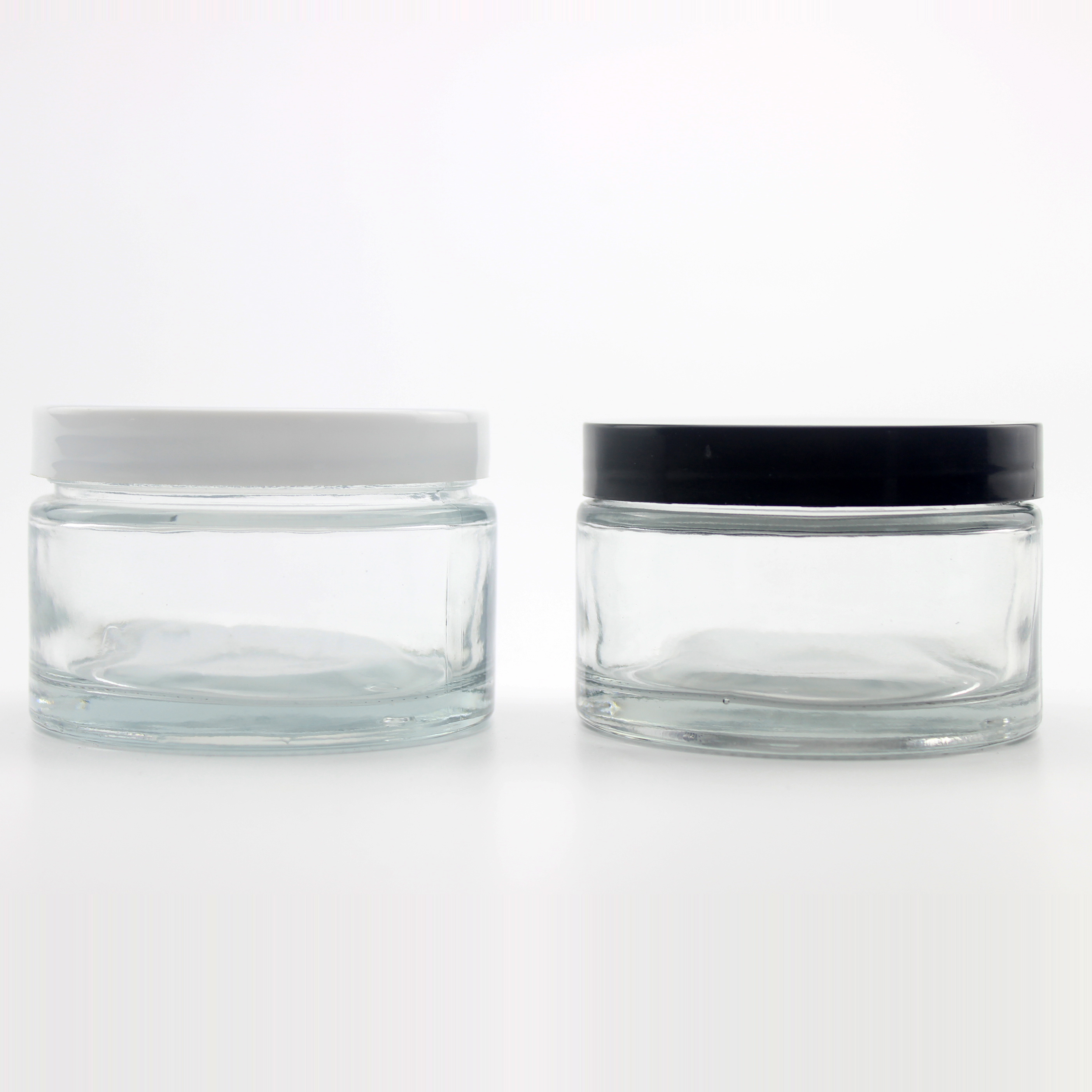 Custom different color glass cosmetic jar with plating golden lid wholesale