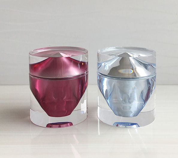 Custom eco friendly face skin cream diamond red transparent cosmetic acrylic jar